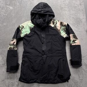 Burton Jacket Womens Small Black Floral Parka Hooded Ski